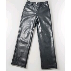Wilfred Women's 8 Black Faux Leather Pants Straight Leg High Rise